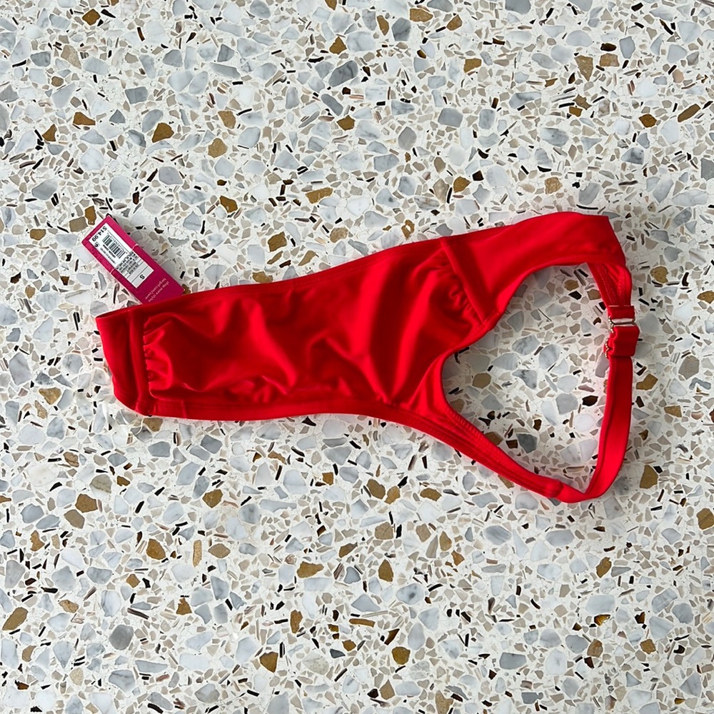 XHILARATION RED ONE SHOULDER BIKINI TOP